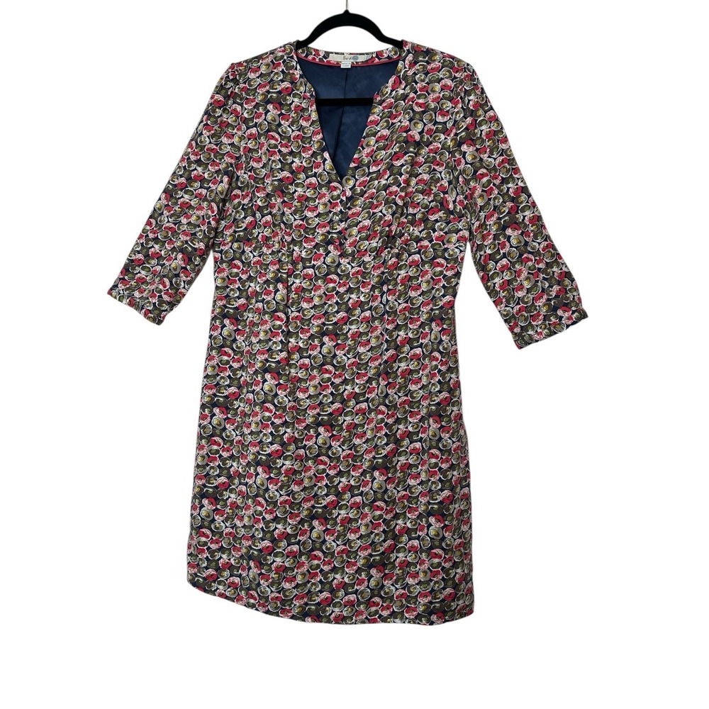 Boden Dress Women's Size 10'R Bell 3/4 Sleeve Floral Zip Formal Romantic‎ Short